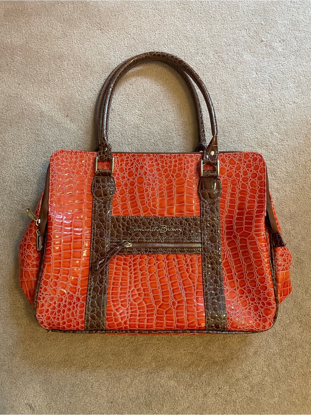 Samantha Brown Orange & Brown travel bag